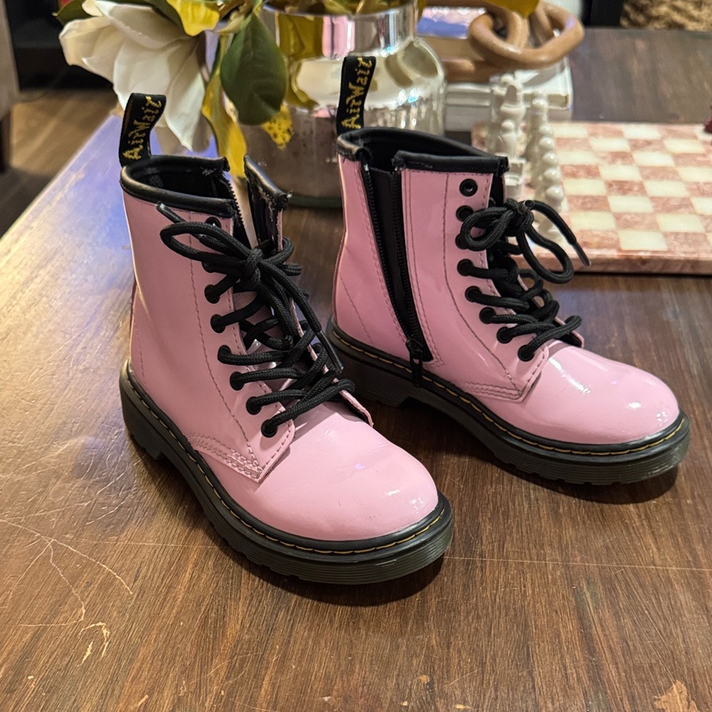 Dr. Martens Pink Patent Leather Combat Boots | Lace-Up | AirWair